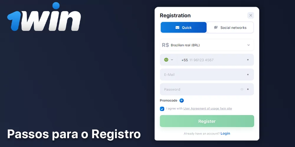 Instruções passo a passo para os jogadores brasileiros sobre como criar uma conta 1Win